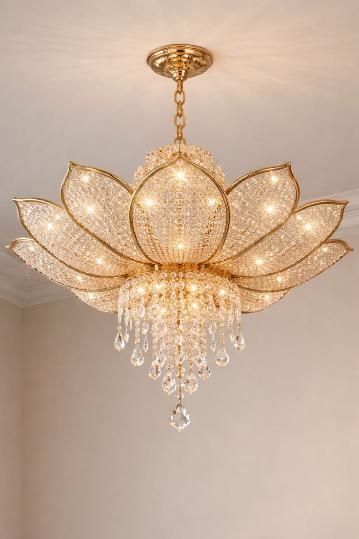 Luxury Lotus Crystal Chandelier view 3