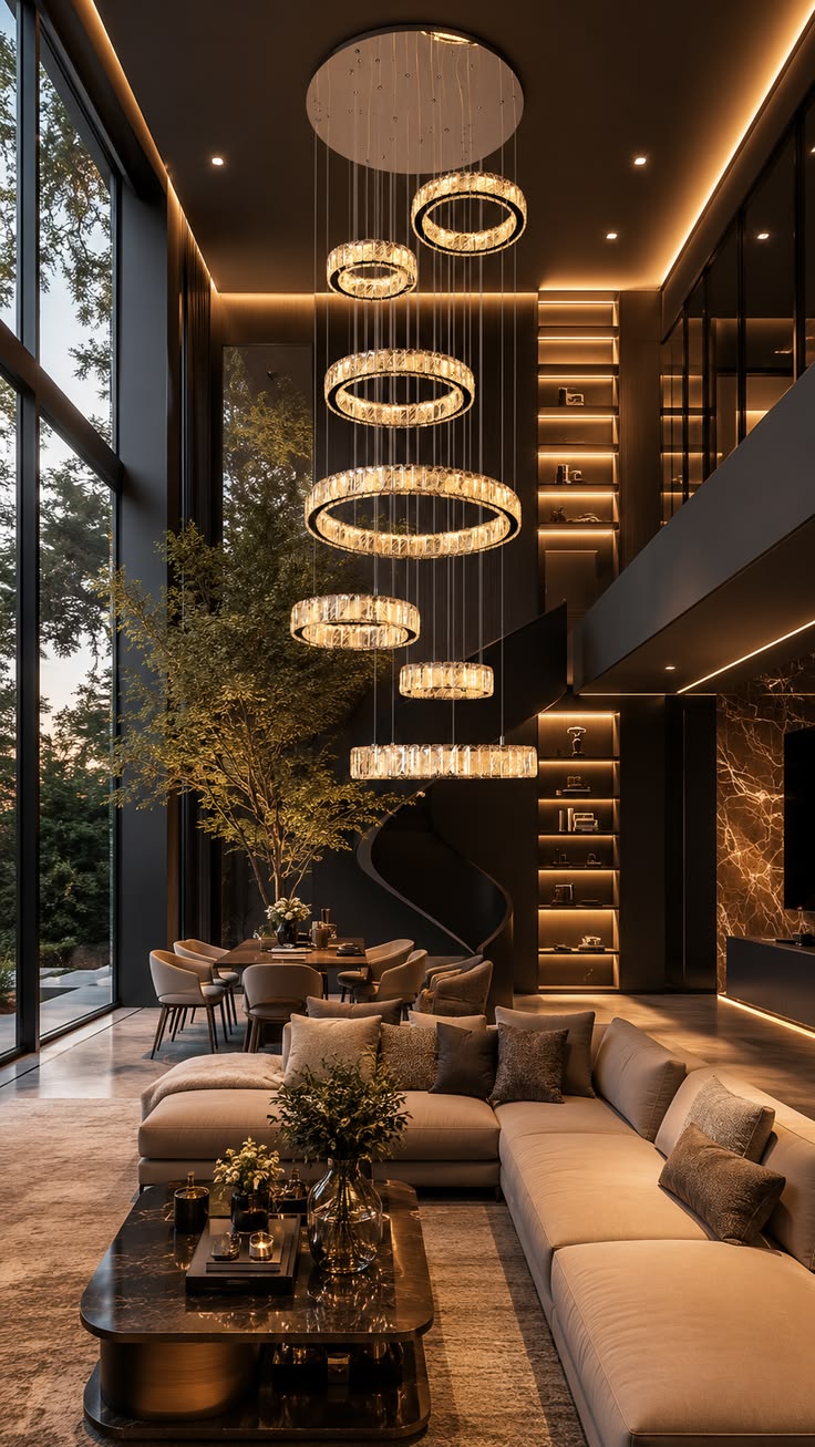 Modern Crystal Ring LED Pendant Chandelier view 3